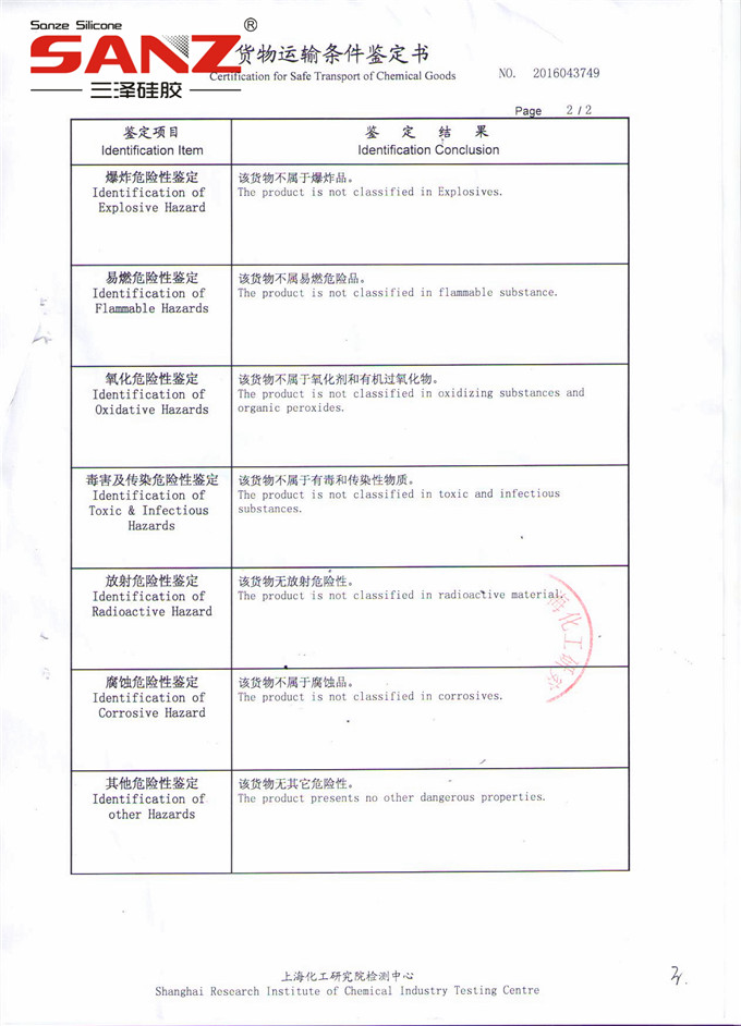 Certificate of cargo transport conditions